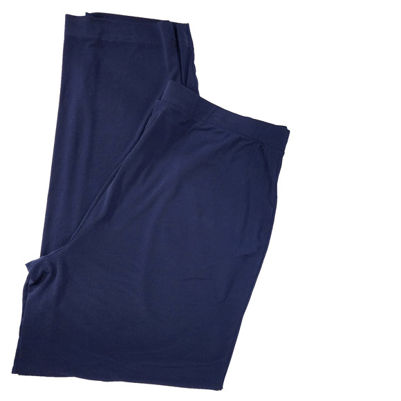 Susan Graver Womens Regular Liquid Knit Straight Leg Pants 1X Navy Blue Pull On - Picture 3 of 10